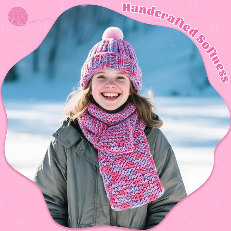 PREBOX Knitting Loom Craft Kit for Kids & Beginners - Create Hat & Scraf with Yarn, Hook Needle, Ideal Birthday Christmas Gifts for Teens Girls Age 6-8 8-12 14+, Rose Loom - Image 4